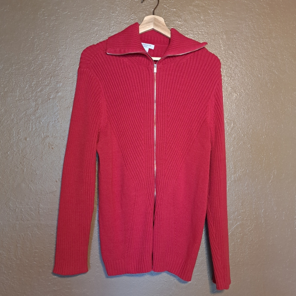 Liz Claiborne Red Cardigan Sweater with Zipper Size 2X